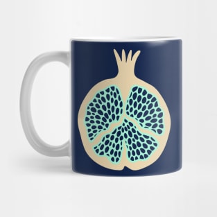 POMEGRANATE Fresh Plump Ripe Tropical Fruit in Cream with Mint Green and Dark Blue Seeds - UnBlink Studio by Jackie Tahara Mug